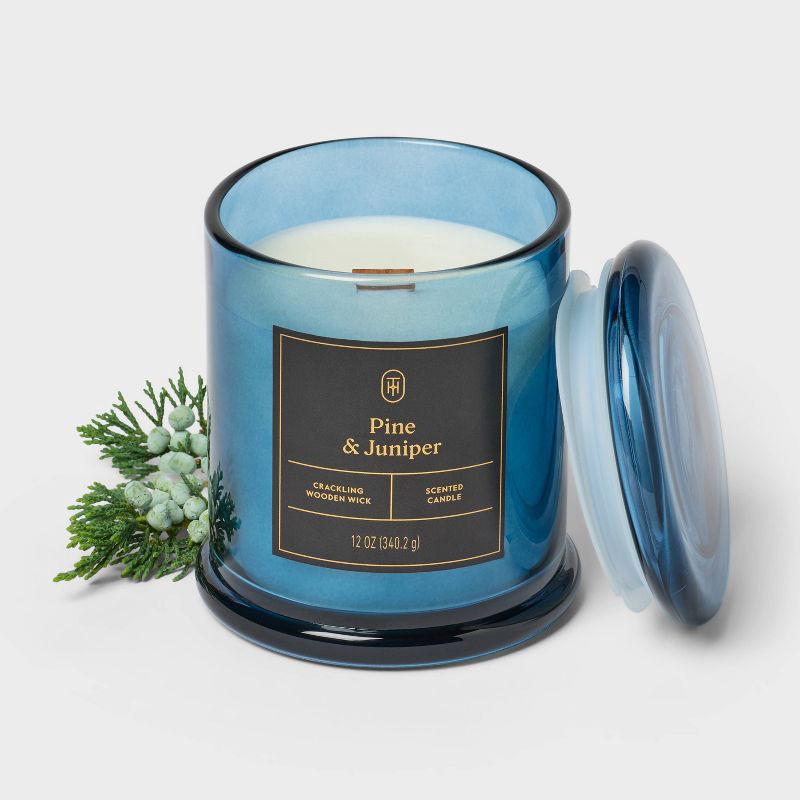 slide 3 of 3, Wooden Wick Pine and Juniper Jar Candle 12oz - Threshold™, 12 oz