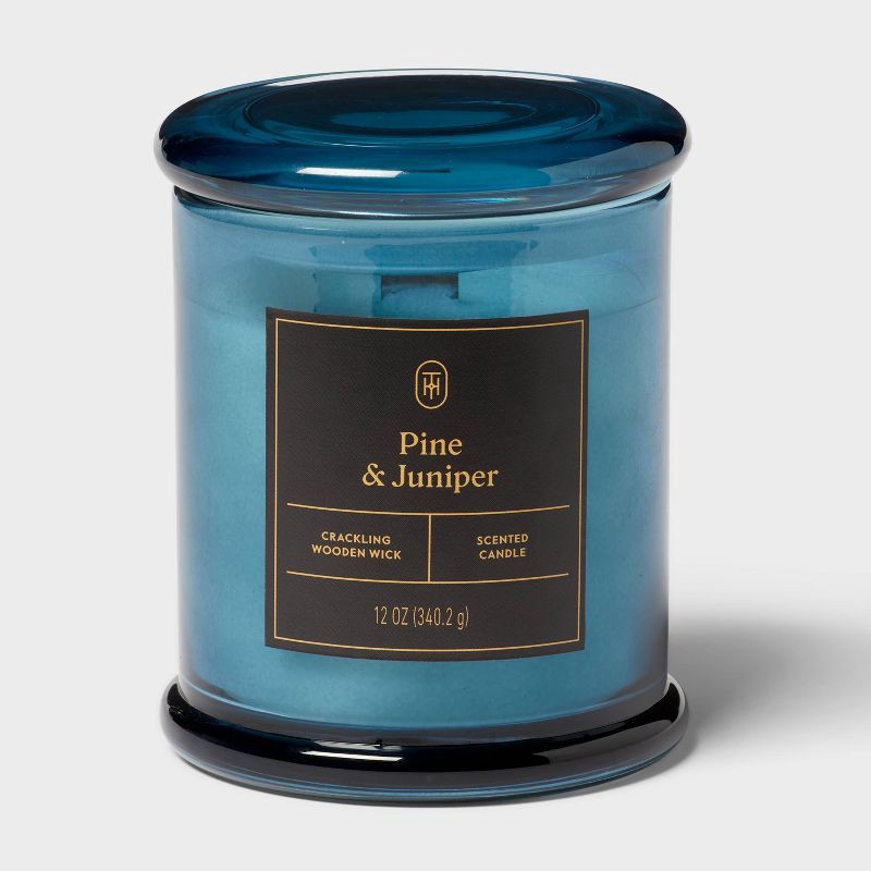 slide 1 of 3, Wooden Wick Pine and Juniper Jar Candle 12oz - Threshold™, 12 oz