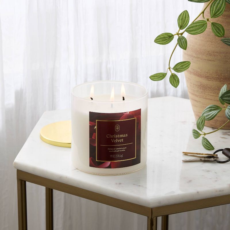 slide 2 of 3, 3 Wick Velvet Lidded Christmas Jar Candle 19oz - Threshold™, 19 oz