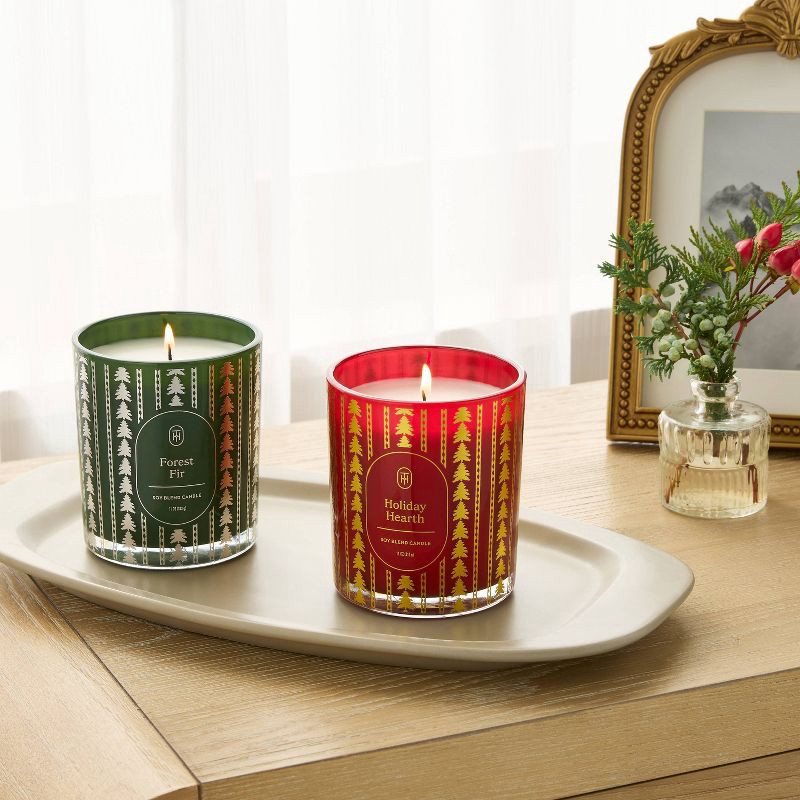 slide 2 of 3, 2pk Jar Candle Giftset Forest Fir and Holiday Hearth 11oz - Threshold™, 2 ct; 11 oz