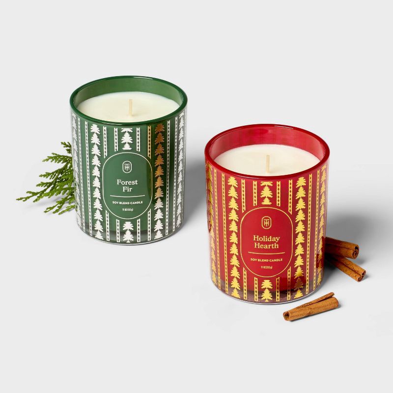 slide 3 of 3, 2pk Jar Candle Giftset Forest Fir and Holiday Hearth 11oz - Threshold™, 2 ct; 11 oz