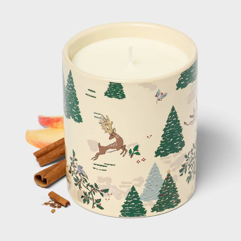 slide 3 of 4, Printed Ceramic Apple Cinnamon Joy Jar Candle 12.3oz - Threshold™, 12.3 oz