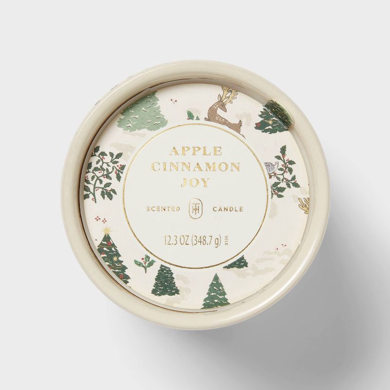 slide 4 of 4, Printed Ceramic Apple Cinnamon Joy Jar Candle 12.3oz - Threshold™, 12.3 oz