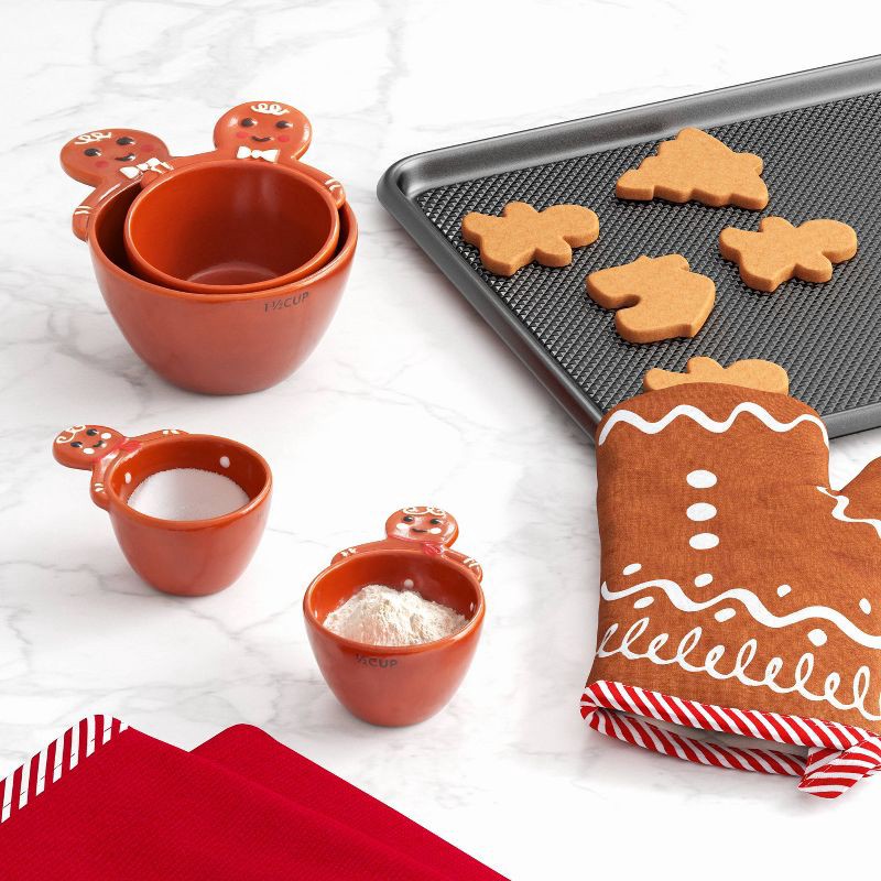 slide 2 of 3, 4pc Christmas Gingerbread Stoneware Giftable Measuring Cup Set - Wondershop™, 4 ct