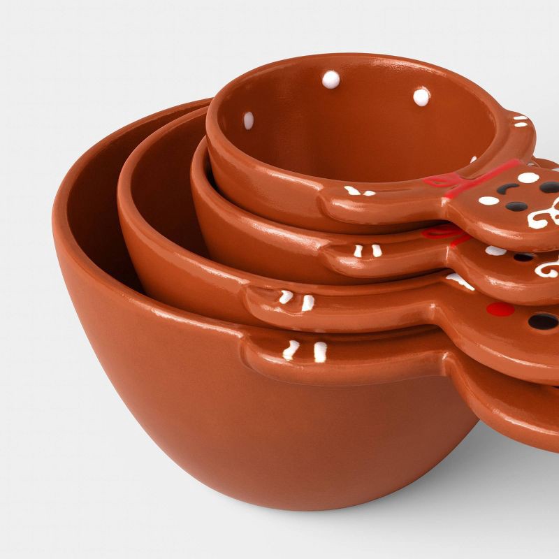 slide 3 of 3, 4pc Christmas Gingerbread Stoneware Giftable Measuring Cup Set - Wondershop™, 4 ct