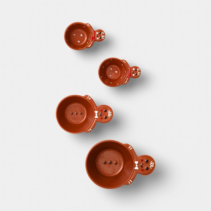 slide 1 of 3, 4pc Christmas Gingerbread Stoneware Giftable Measuring Cup Set - Wondershop™, 4 ct