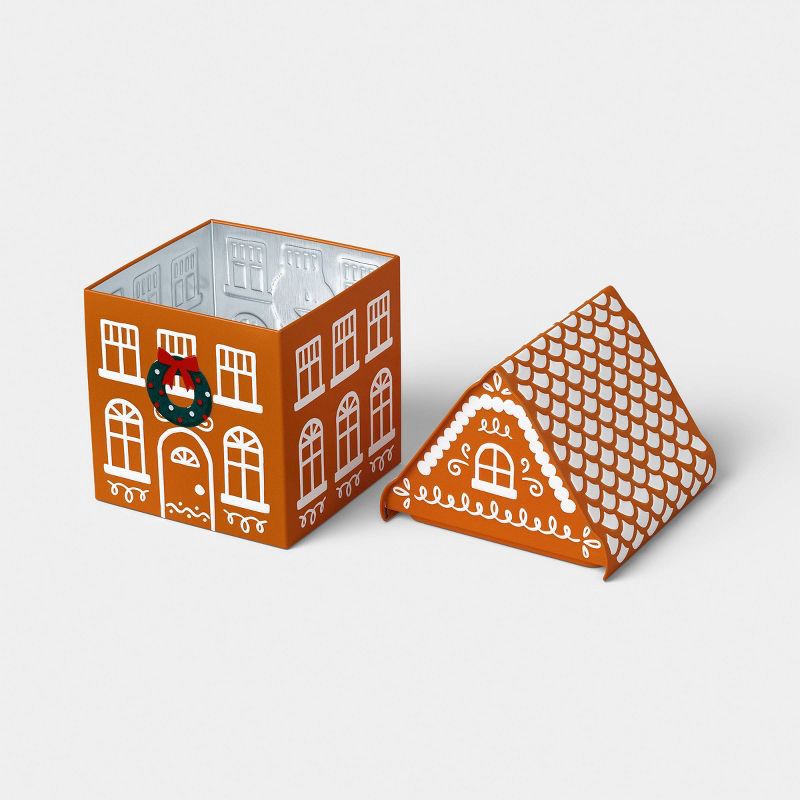 slide 3 of 4, Tall Christmas Gingerbread House Tin Gift Box - Wondershop™, 1 ct