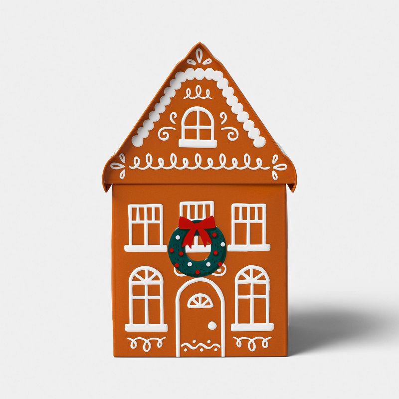 slide 1 of 4, Tall Christmas Gingerbread House Tin Gift Box - Wondershop™, 1 ct