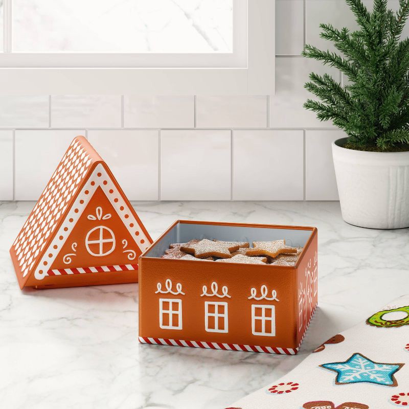 slide 2 of 4, Small Christmas Gingerbread House Tin Gift Box - Wondershop™, 1 ct