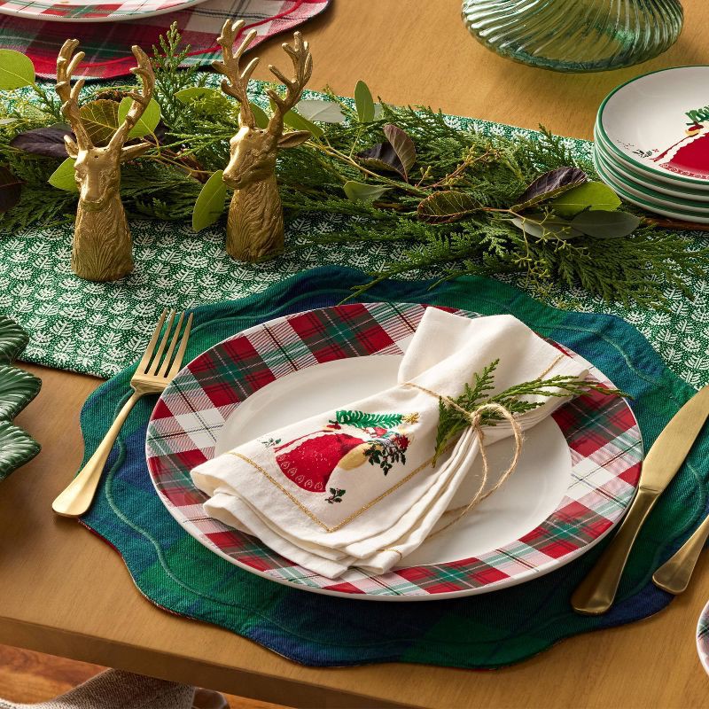 slide 2 of 4, 2pk Embroidered Christmas Santa/Tree Napkins White - Threshold™, 2 ct