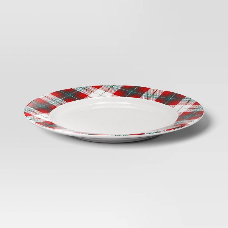 slide 3 of 3, 10.8" Stoneware Plaid Dinner Plate - Threshold™, 1 ct