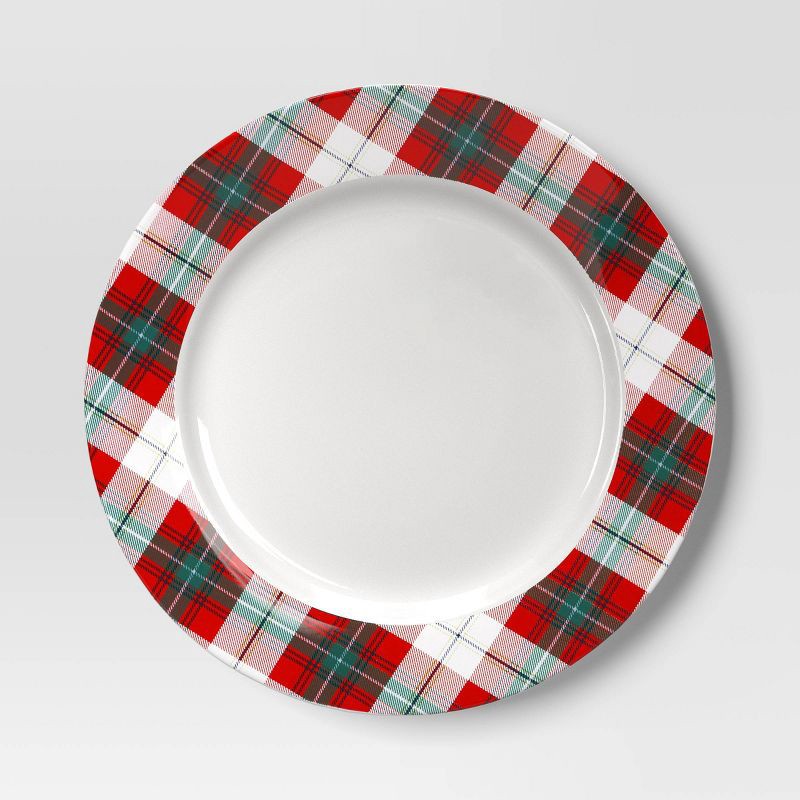slide 1 of 3, 10.8" Stoneware Plaid Dinner Plate - Threshold™, 1 ct