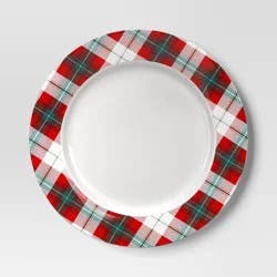 10.8" Stoneware Plaid Dinner Plate - Threshold™