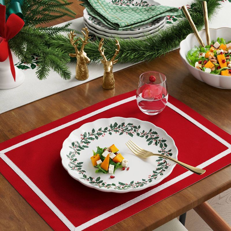 slide 2 of 3, 10.3" Stoneware Holly Berry Dinner Plate - Threshold™, 1 ct