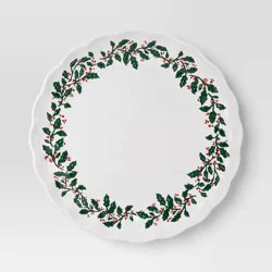 10.3" Stoneware Holly Berry Dinner Plate - Threshold™