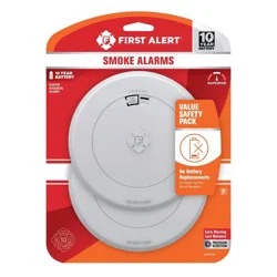 First Alert 2pk 10-Year Battery Photoelectric Smoke Alarm with Slim Profile