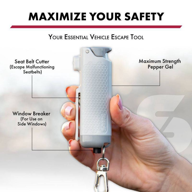 slide 3 of 7, Sabre Safe Escape 3-in-1 Pepper Gel with Seatbelt Cutter and Window Breaker Cream, 1 ct