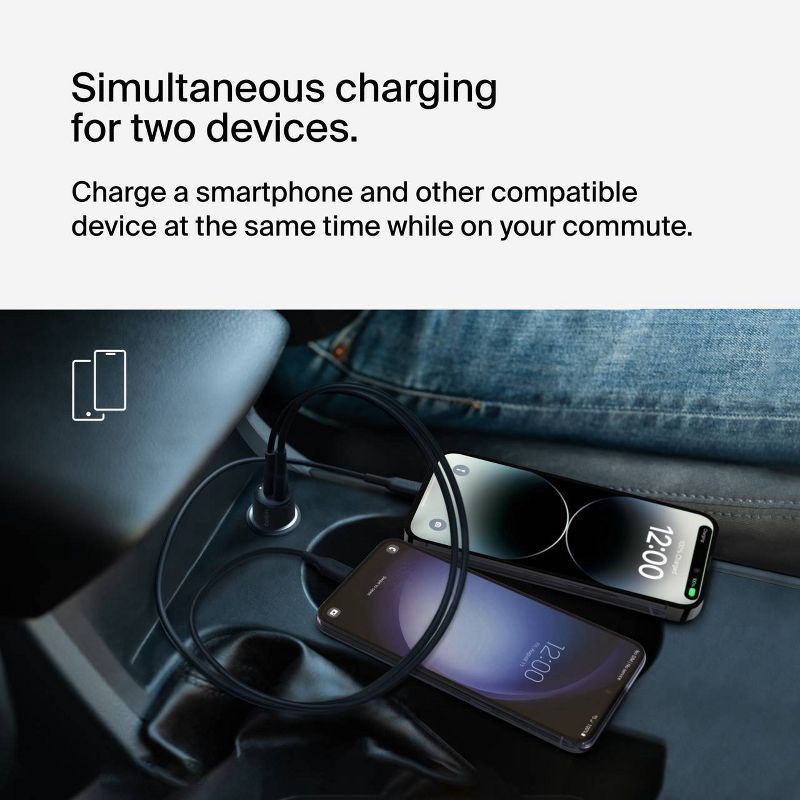 slide 6 of 9, Belkin 42W Car Charger C-Lightning Bundle - Black: Apple iPhone Compatibility, 1 ct