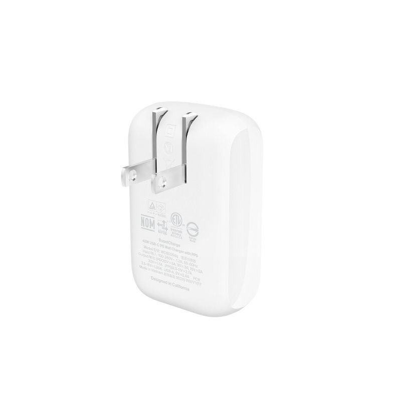 slide 3 of 6, Belkin 42W Wall Charger C-C Bundle - White: iPhone & Samsung Compatibility Accessory, 1 ct