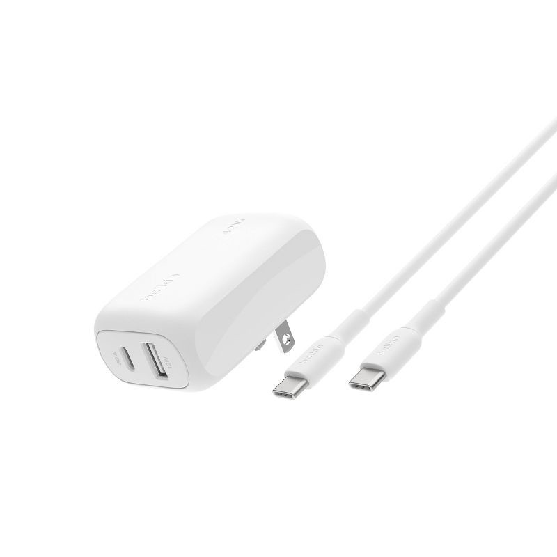 slide 1 of 6, Belkin 42W Wall Charger C-C Bundle - White: iPhone & Samsung Compatibility Accessory, 1 ct