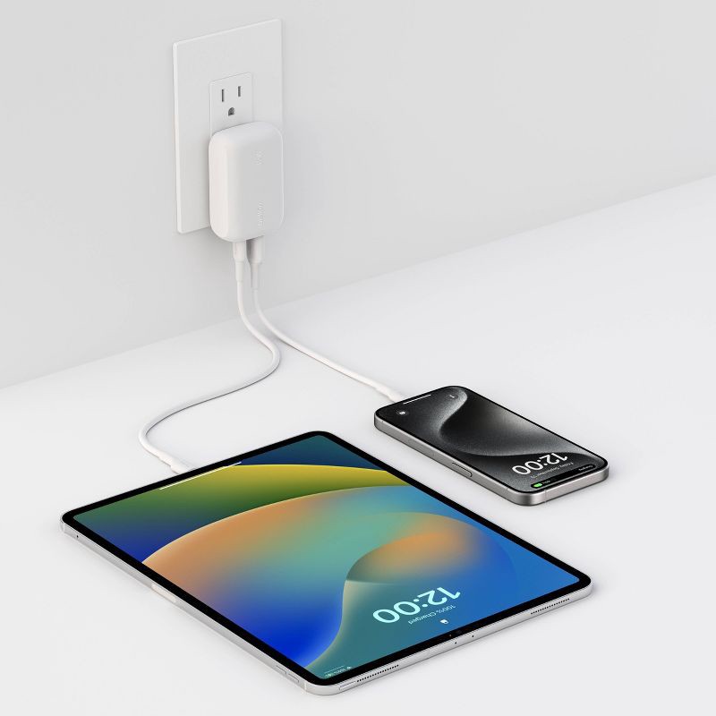 slide 6 of 6, Belkin 42W Wall Charger C-C Bundle - White: iPhone & Samsung Compatibility Accessory, 1 ct