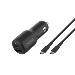 Belkin 42W Car Charger C-C Bundle - Black: Compatible with Samsung Droid & iPhone