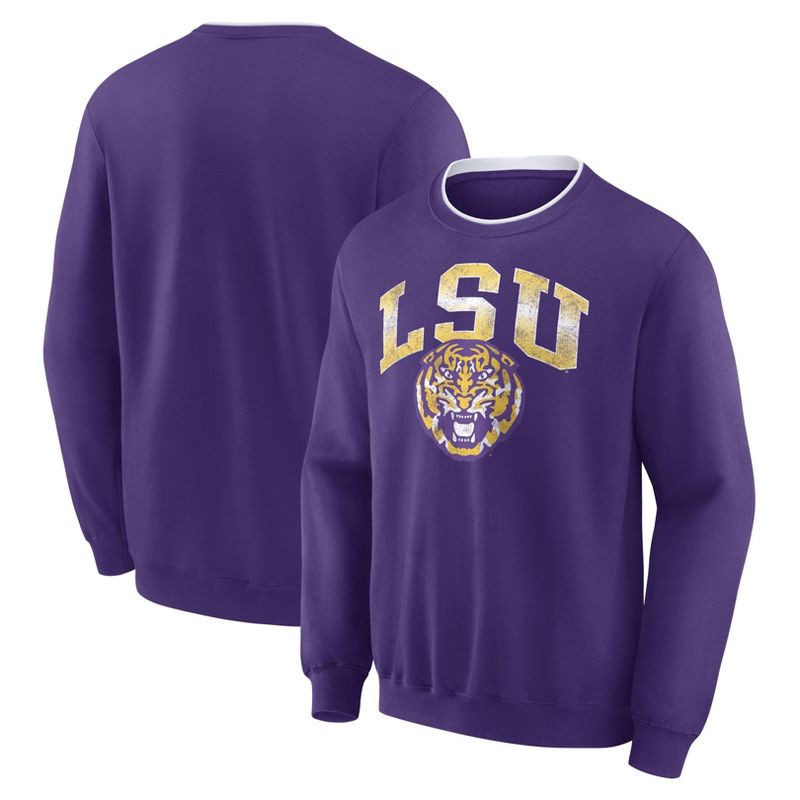 slide 3 of 3, NCAA LSU Tigers Men's Crew Fleece Sweatshirt - S, 1 ct