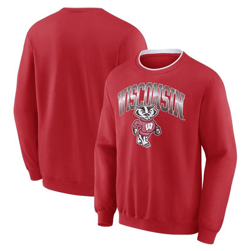 slide 3 of 3, NCAA Wisconsin Badgers Men's Crew Fleece Sweatshirt - S, 1 ct