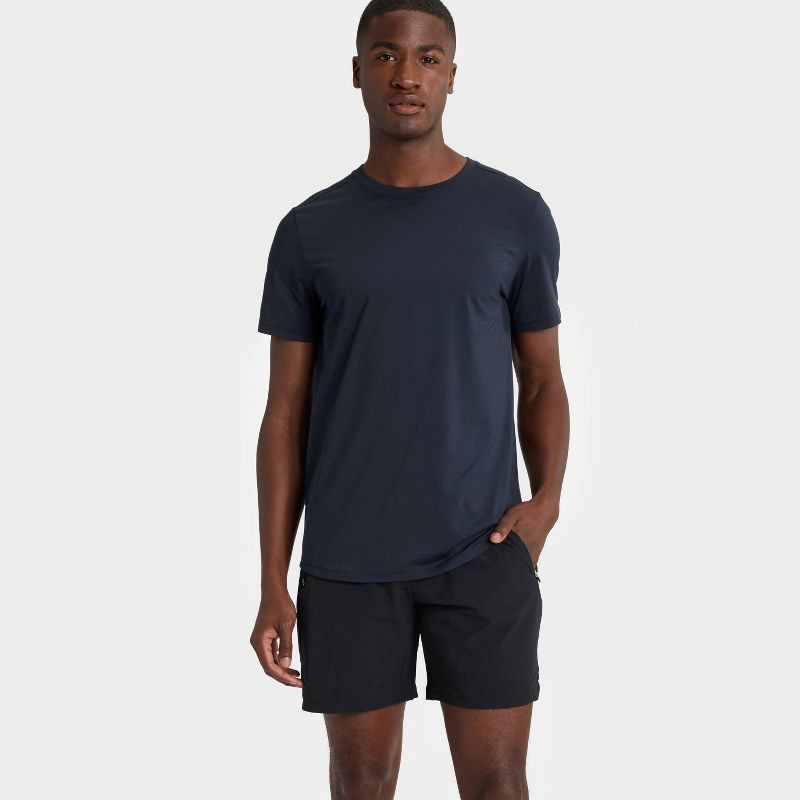 slide 3 of 3, Men's Short Sleeve Soft Stretch T-Shirt - All In Motion™ Dazzling Dark Blue M, 1 ct