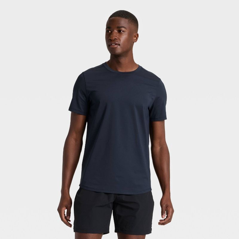 slide 1 of 3, Men's Short Sleeve Soft Stretch T-Shirt - All In Motion™ Dazzling Dark Blue M, 1 ct