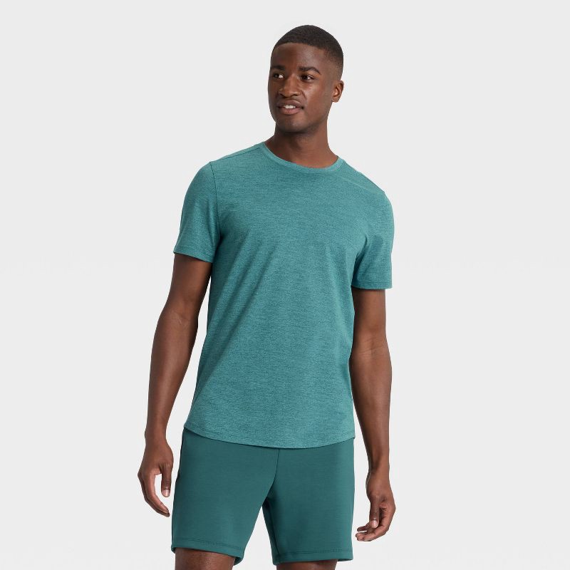 slide 1 of 3, Men's Short Sleeve Soft Stretch T-Shirt - All In Motion™ Teal Blue XL, 1 ct