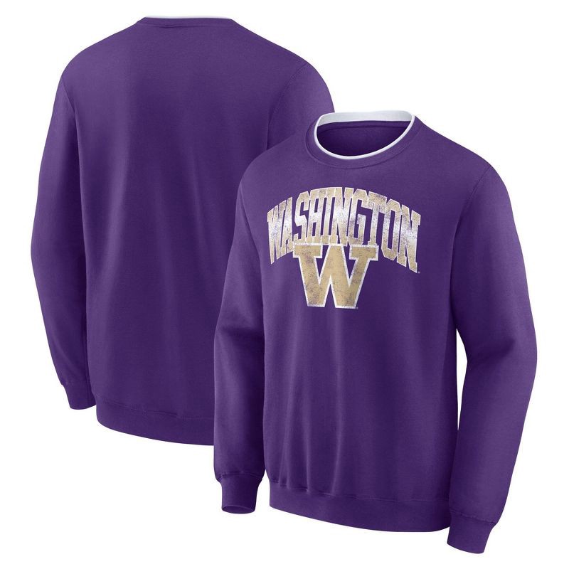 slide 3 of 3, NCAA Washington Huskies Men's Crew Fleece Sweatshirt - L, 1 ct