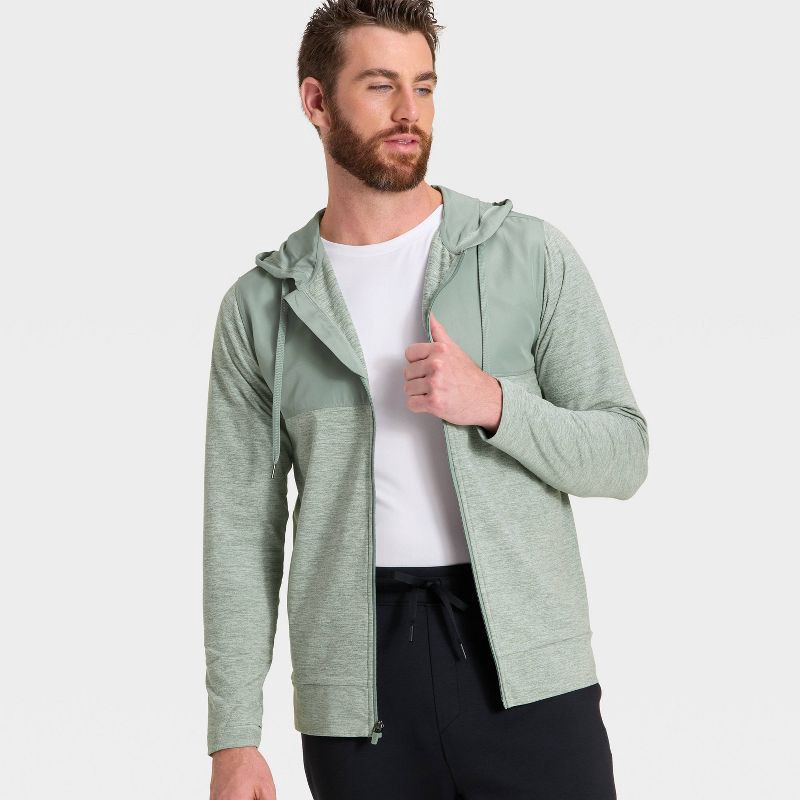 slide 3 of 3, Men's Soft Stretch Full Zip Top - All In Motion™ Sage Green XXL, 1 ct