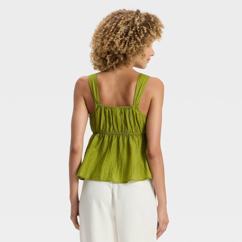 slide 2 of 3, Women's Textured Tie-Front Tank Top - A New Day™ Green M, 1 ct