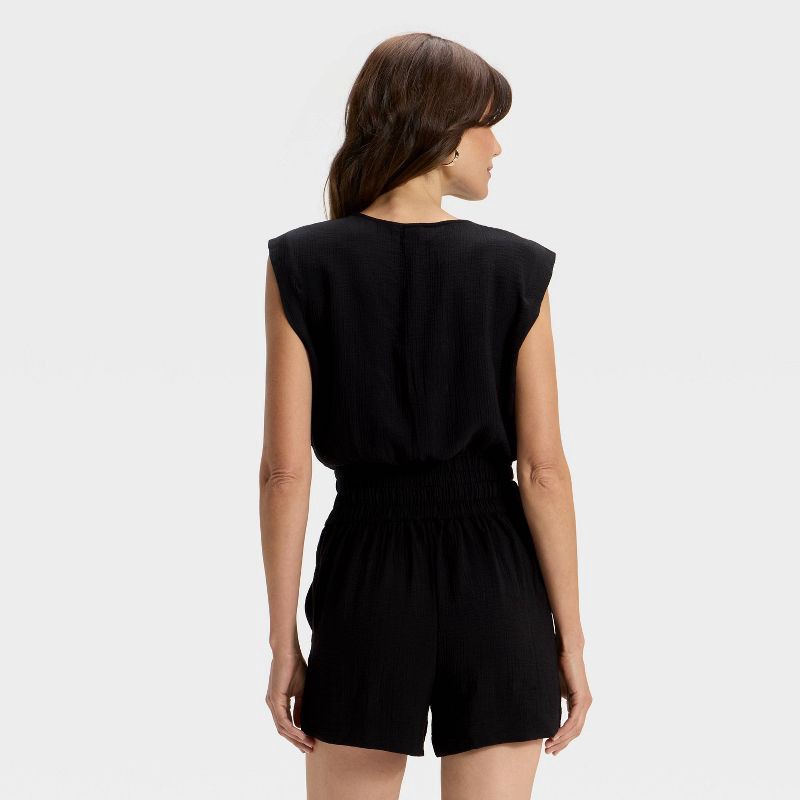 slide 2 of 3, Women's Modern Gauze V-Neck Blouse - A New Day™ Black XS, 1 ct