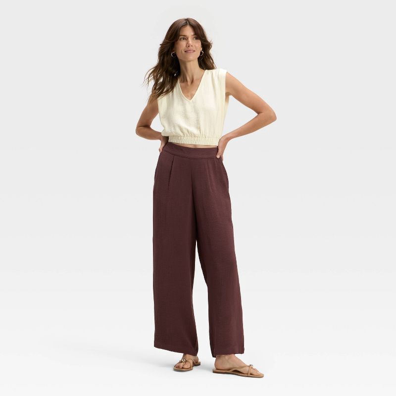 slide 3 of 3, Women's Modern Gauze V-Neck Blouse - A New Day™ Cream L, 1 ct