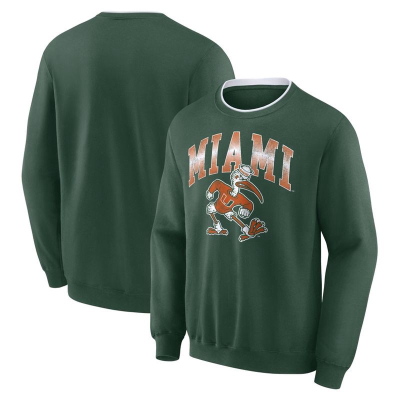 slide 3 of 3, NCAA Miami Hurricanes Men's Crew Fleece Sweatshirt - XL, 1 ct