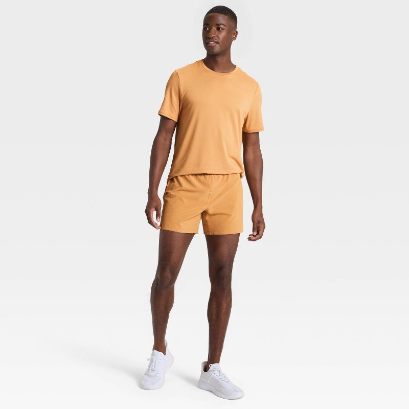 slide 3 of 3, Men's 5" Active Light Run Lined Shorts - All In Motion™ Brown L, 1 ct