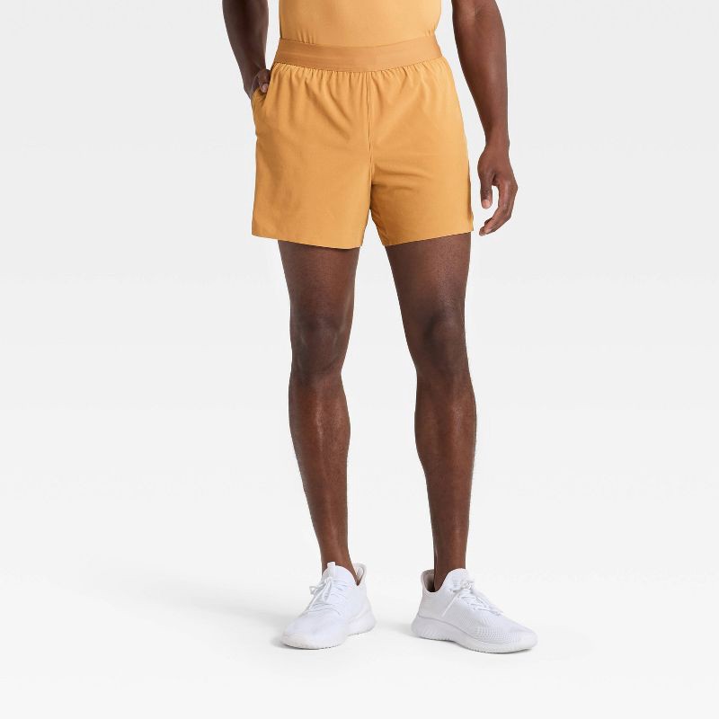 slide 1 of 3, Men's 5" Active Light Run Lined Shorts - All In Motion™ Brown L, 1 ct