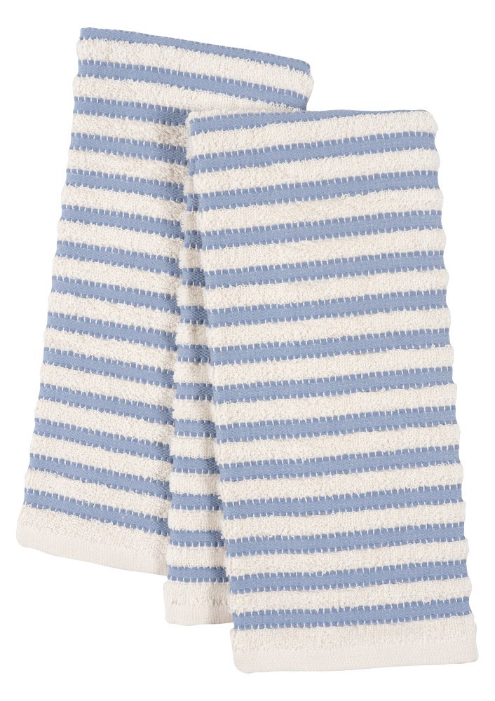 slide 1 of 1, Dash of That® Dobby Striped Terry Cloth Kitchen Towels - Blue, 2 ct