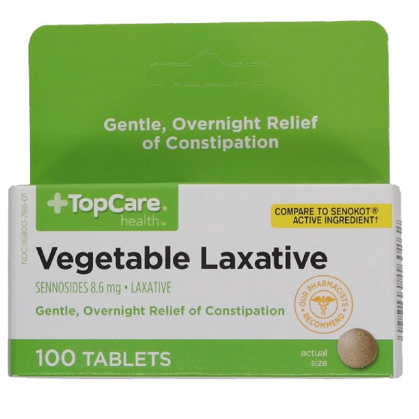 slide 1 of 16, Topcare Laxative Senna Tabs, 100 ct