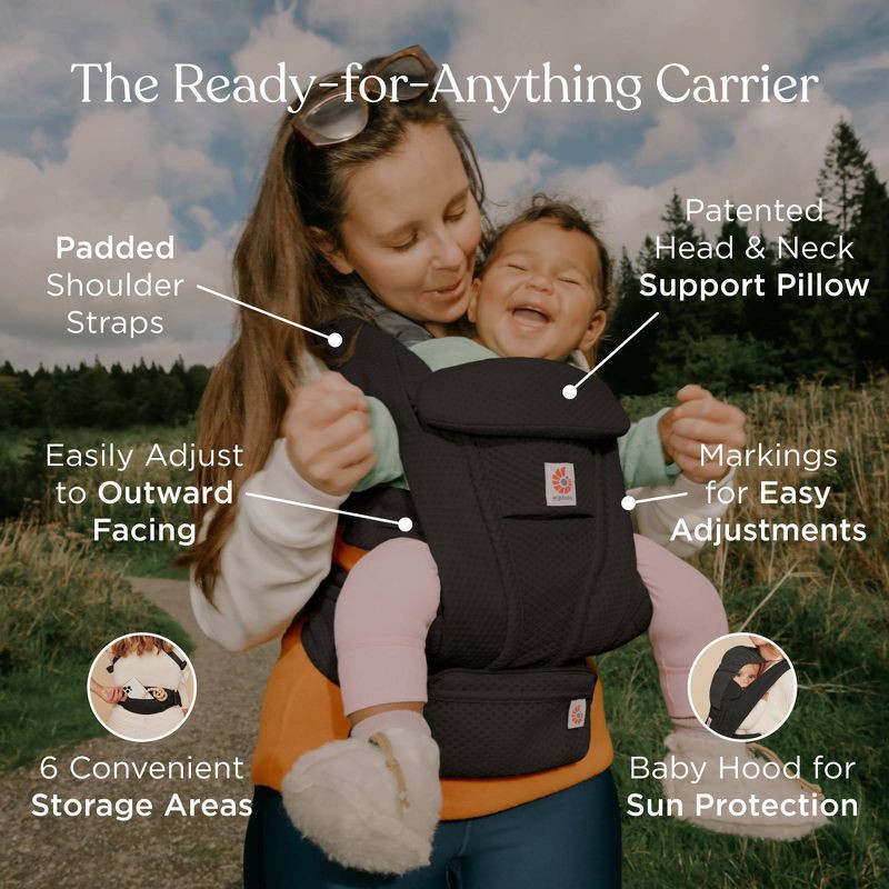 slide 3 of 8, Ergobaby Omni Deluxe Mesh All-in-One Baby Carrier - Onyx Black, 1 ct
