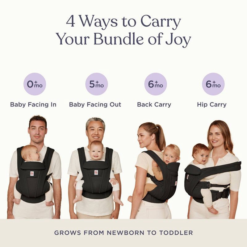 slide 7 of 8, Ergobaby Omni Deluxe Mesh All-in-One Baby Carrier - Onyx Black, 1 ct