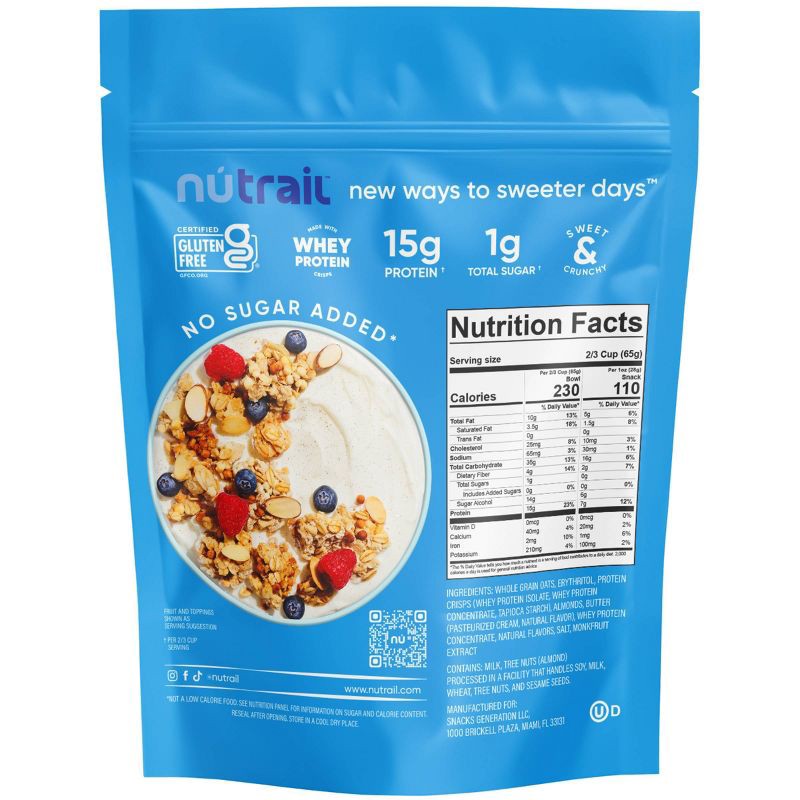 slide 3 of 5, NuTrail Vanilla Almond Protein Granola - 8oz, 8 oz