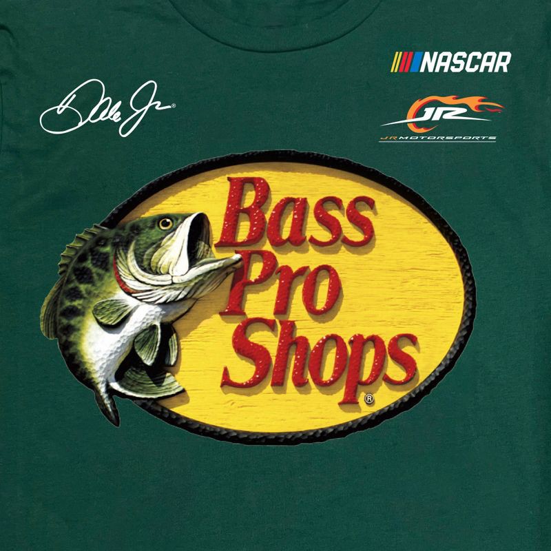 slide 4 of 4, Women's Bass Pro Shop Short Sleeve Graphic T-Shirt - Green M: NASCAR Cotton Knit Crew Pullover, 1 ct