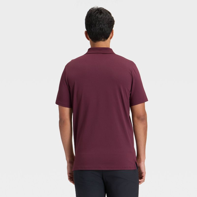slide 2 of 3, Men's Textured Polo Shirt - All In Motion™ Burgundy M, 1 ct