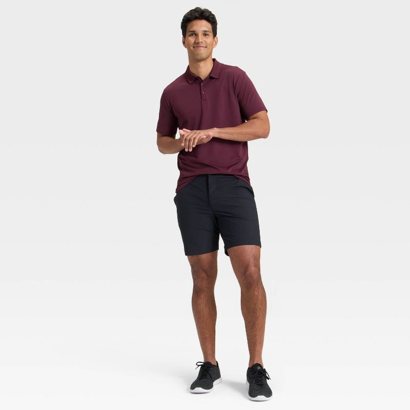 slide 3 of 3, Men's Textured Polo Shirt - All In Motion™ Burgundy M, 1 ct
