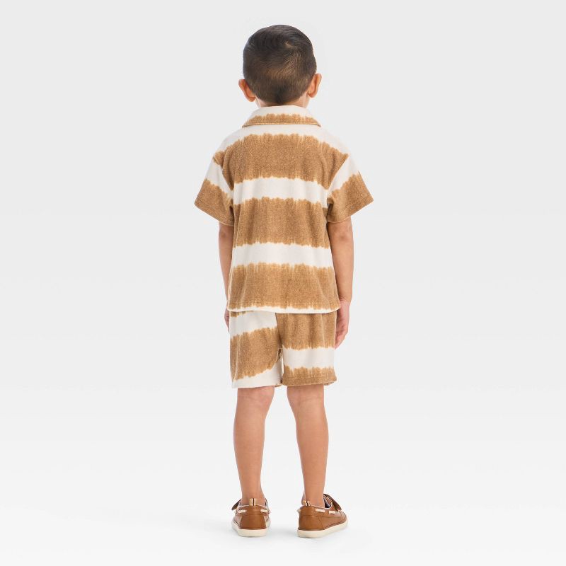 slide 2 of 4, Grayson Mini Toddler Boys' Textured Woven Shirt and Shorts Set - Brown 18M, 1 ct