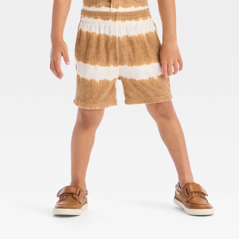 slide 4 of 4, Grayson Mini Toddler Boys' Textured Woven Shirt and Shorts Set - Brown 18M, 1 ct