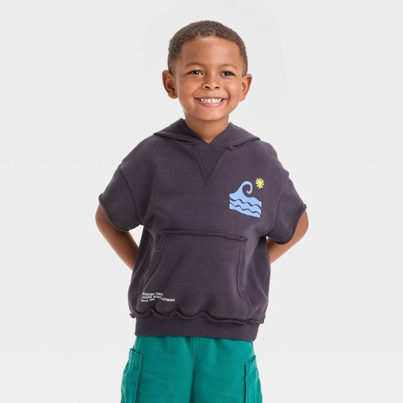 slide 1 of 4, Grayson Mini Toddler Boys' Wave Hoodie Graphic T-Shirt - Black 12M, 1 ct